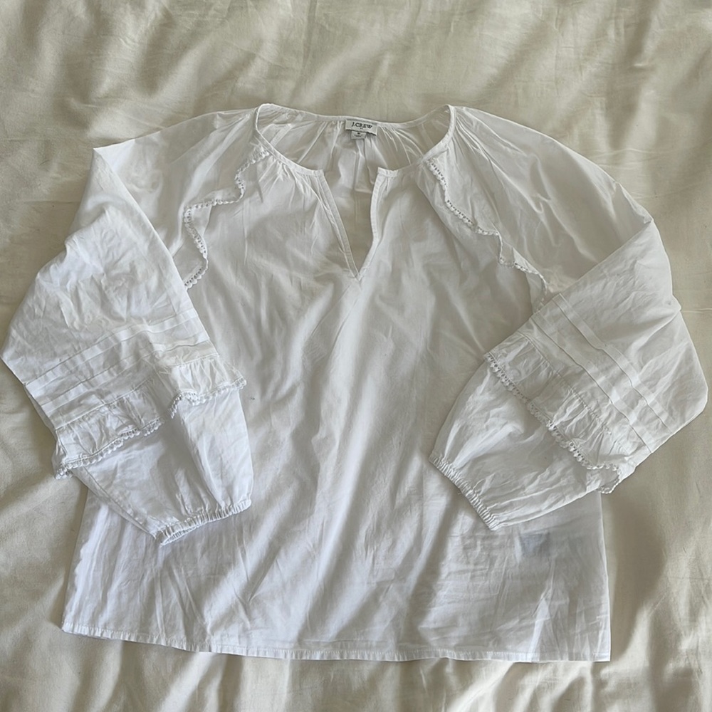 J. Crew Factory Peasant Ruffle Blouse Size Small